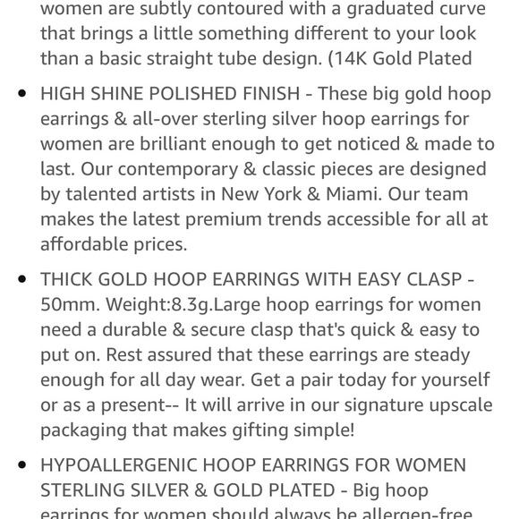 Gold Hoop Earrings 5 mm NIB - Picture 4 of 5